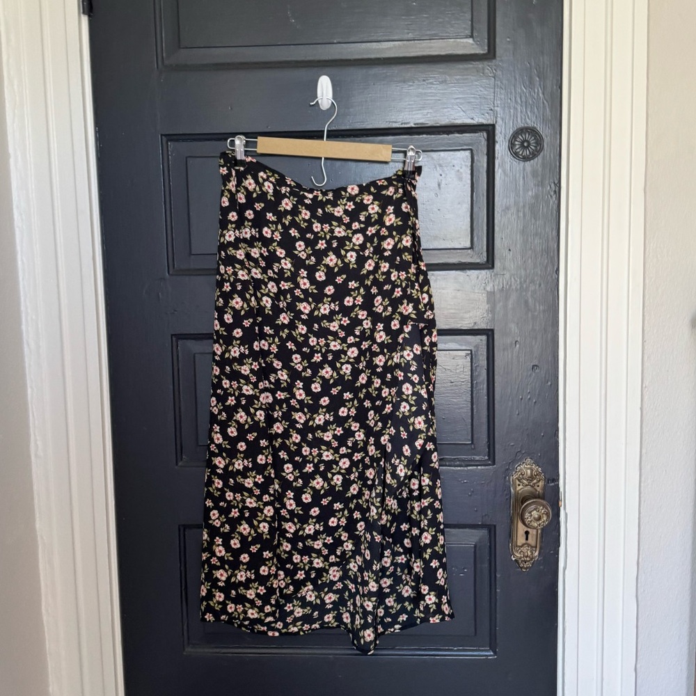 Floral Vintage Midi Wrap Skirt